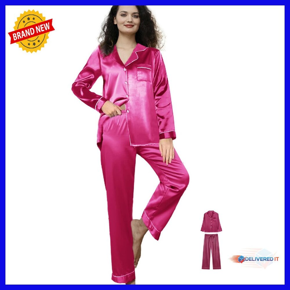 Women's 3-Piece Satin Pajama Set Long Sleeve Sleepwear Loungewear
